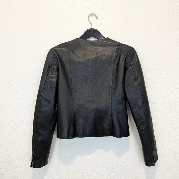 Vintage Gap Small Moto Jacket 100% Genuine Leather Black S Y2K - Picture 10 of 14